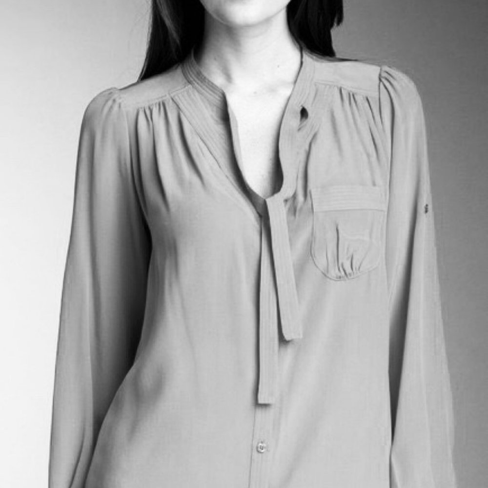 French Conn Shyanne Silk Top Button Down Tie - Picture 2 of 8
